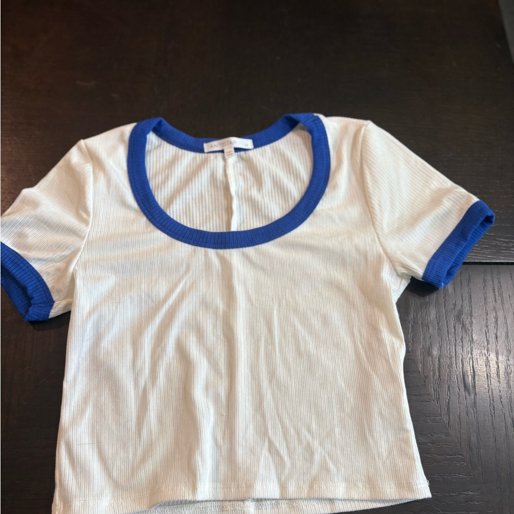 White and Blue Ringer T-Shirt